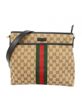 Gucci Shoulder Bag GG Canvas Sherry Line Brown Gold